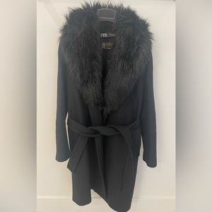 ZARA MANTECO Wool Coat with Removable fur
